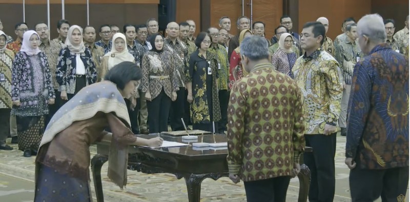 Pelantikan pejabat eselon I  Kementerian Keuangan, Jumat (23/5/2025). (YouTube/Kementerian Keuangan)