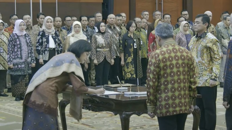 Pelantikan pejabat eselon I  Kementerian Keuangan, Jumat (23/5/2025). (YouTube/Kementerian Keuangan)
