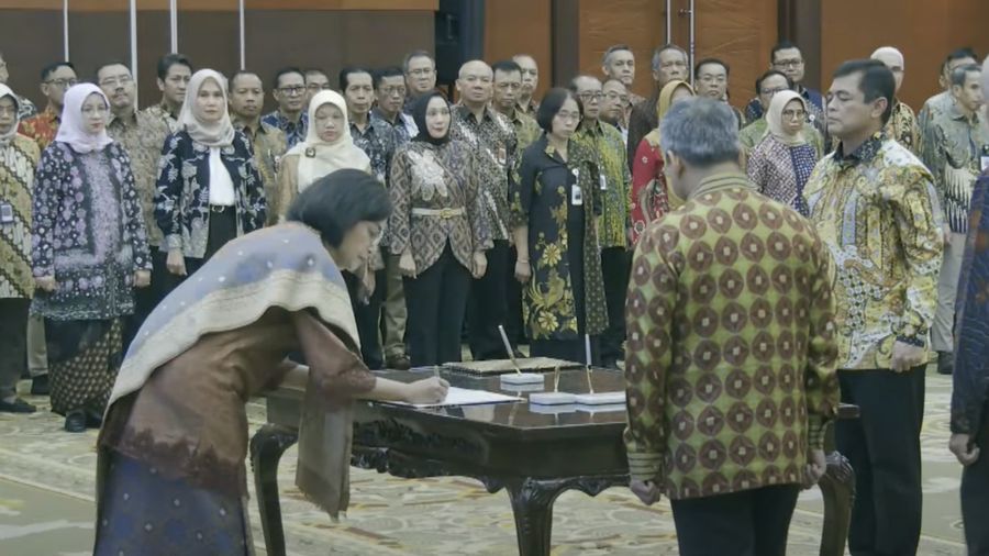 Pelantikan pejabat eselon I Kementerian Keuangan, Jumat (23/5/2025). (YouTube/Kementerian Keuangan) Pelantikan pejabat eselon I Kementerian Keuangan, Jumat (23/5/2025). (YouTube/Kementerian Keuangan)
