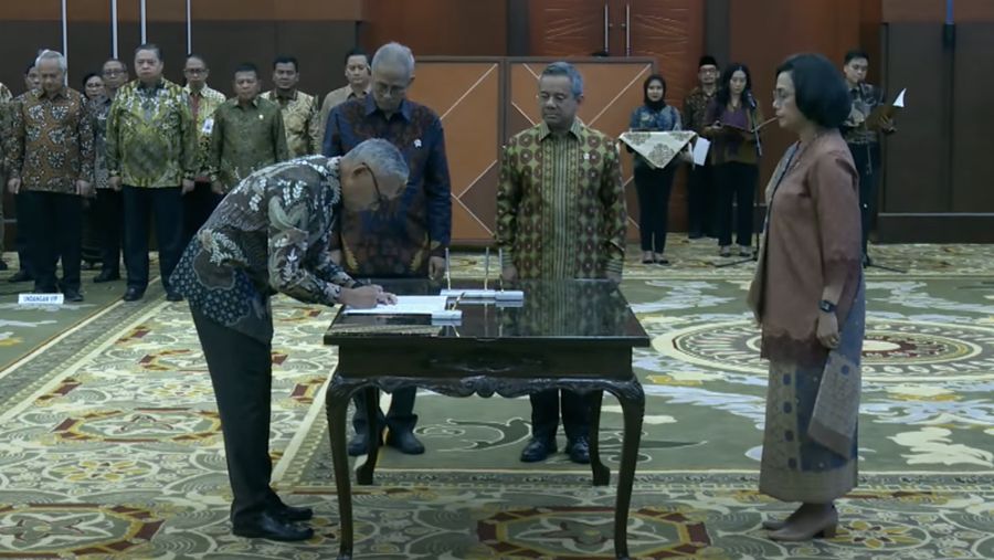 Pelantikan pejabat eselon I Kementerian Keuangan, Jumat (23/5/2025). (YouTube/Kementerian Keuangan) Pelantikan pejabat eselon I Kementerian Keuangan, Jumat (23/5/2025). (YouTube/Kementerian Keuangan)