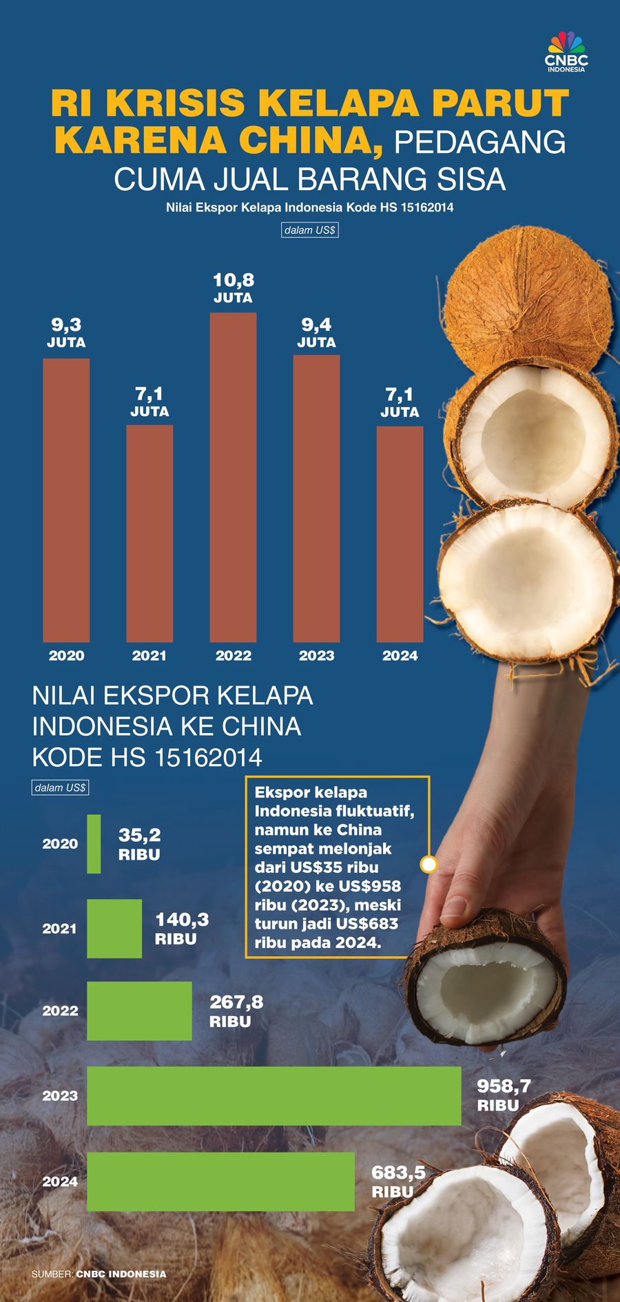 RI Krisis Kelapa Parut karena China, Pedagang Cuma Jual Barang Sisa