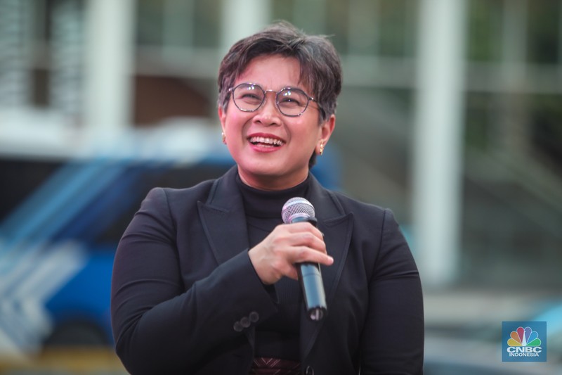 Direktur Pengembangan Usaha INALUM, Melati Sarnita menyampaikan paparan dalam acara Top Women Fest CNBC Indonesia 2025 di Anjungan Sarinah, Jakarta, Sabtu (24/5/2025). (CNBC Indonesia/Faisal Rahman)