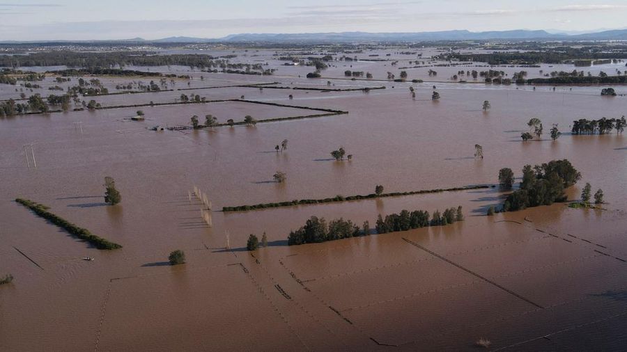 Foto udara menunjukkan daerah yang terendam banjir di dekat Sungai Hunter di Heatherbrae, Australia, Sabtu, (24/5/2025). (REUTERS/Hollie Adams) Foto udara menunjukkan daerah yang terendam banjir di dekat Sungai Hunter di Heatherbrae, Australia, Sabtu, (24/5/2025). (REUTERS/Hollie Adams)