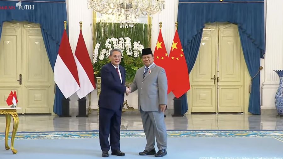 Kunjungan Resmi Premier Republik Rakyat Tiongkok (RRT) Li Qiang, Istana Merdeka, 25 Mei 2025. (Tangkapan layar youtube Setpres RI)