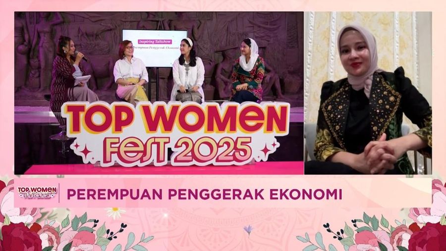 Founder and CEO Widya Esthetic Clinic, Ayu Widyaningrum menyampaikan paparan secara virtual dalam acara Top Women Fest CNBC Indonesia 2025, Sabtu (24/5/2025). (CNBC Indonesia)