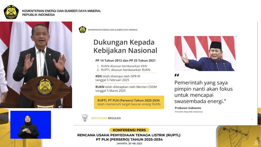 Konferensi Pers - RUPTL PT PLN (Persero) Tahun 2025-2034. (Tangkapan Layar Youtube)