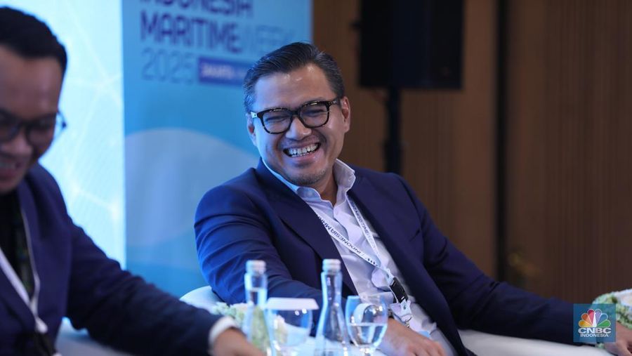 Corporate Secretary PIS, Muhammad Baron di acara Indonesia Maritimr Week 2025 di Jakarta International Convention Centre (JICC), Senayan, Jakarta, Selasa (27/5/2025). (CNBC Indonesia/Tri Susilo)
