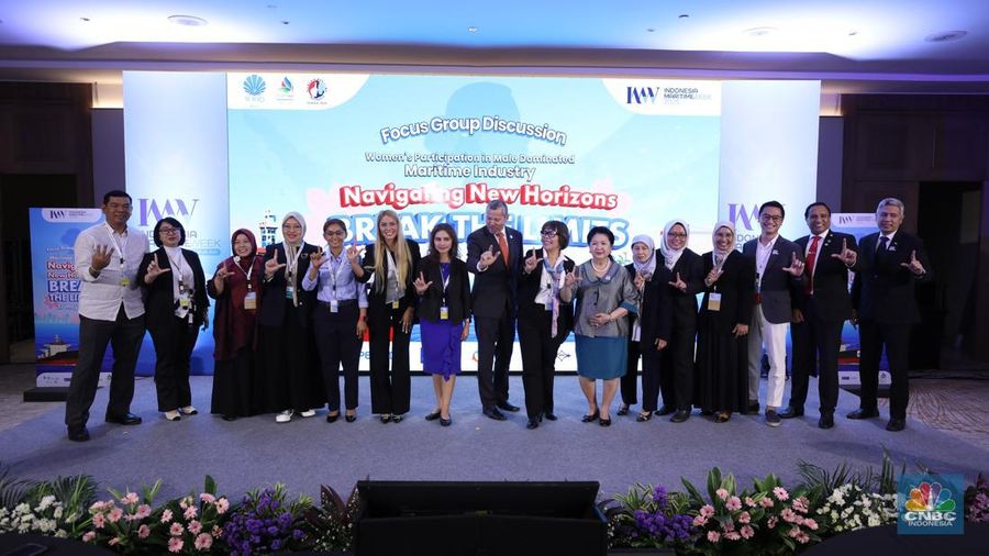 Indonesia Maritim Week 2025 di Jakarta International Convention Centre (JICC), Senayan, Jakarta, Selasa (27/5/2025). (CNBC Indonesia/Tri Susilo)