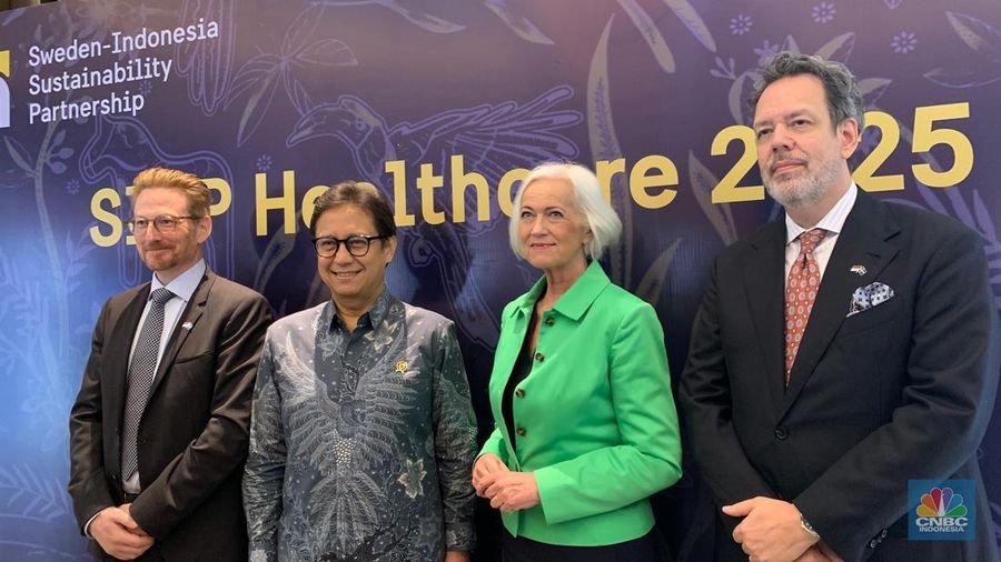 Menkes RI Budi Gunadi Sadikin dan Menkes Swedia dalam high-level dialogue advancing cooperation for healthier future. (CNBC Indonesia/Fergi Nadira)