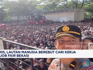 Video: Miris, Lautan Manusia Berebut Cari Kerja di Job Fair Bekasi