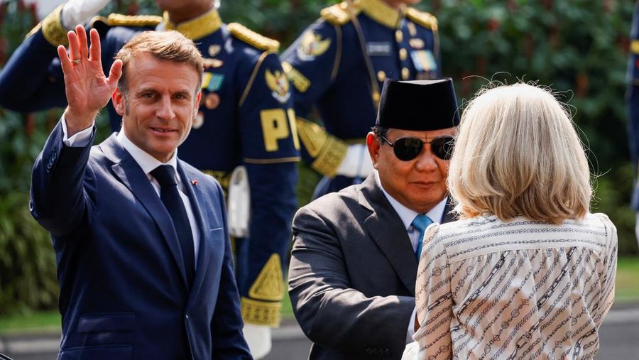 Presiden Prabowo Subianto menerima kunjungan kenegaraan Presiden Prancis Emmanuel Macron di Istana Merdeka, Jakarta, Rabu (28/5/2025). (REUTERS/Ajeng Dinar Ulfiana) Presiden Prabowo Subianto menerima kunjungan kenegaraan Presiden Prancis Emmanuel Macron di Istana Merdeka, Jakarta, Rabu (28/5/2025). (REUTERS/Ajeng Dinar Ulfiana)