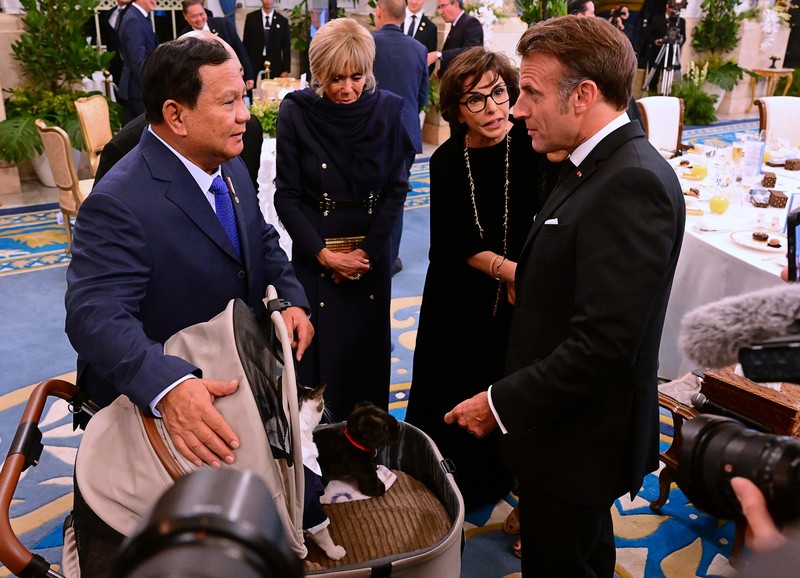 Ada momen unik saat Presiden Prabowo Subianto menjamu Presiden Prancis Emmanuel Macron dan istrinya, Brigitte Macron, di Istana Kepresidenan Jakarta, Rabu (28/5/2025) malam. Prabowo tampak membawa serta kucing kesayangannya, Bobby Kartanegara. Ada momen unik saat Presiden Prabowo Subianto menjamu Presiden Prancis Emmanuel Macron dan istrinya, Brigitte Macron, di Istana Kepresidenan Jakarta, Rabu (28/5/2025) malam. Prabowo tampak membawa serta kucing kesayangannya, Bobby Kartanegara. (Dok. Biro Pers Sekretariat Presiden/Muchlis Jr)