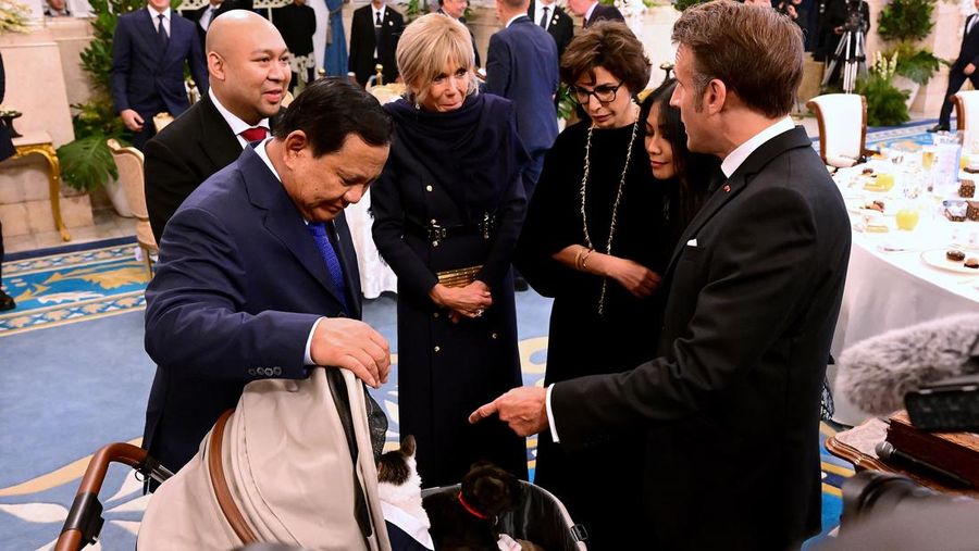 Ada momen unik saat Presiden Prabowo Subianto menjamu Presiden Prancis Emmanuel Macron dan istrinya, Brigitte Macron, di Istana Kepresidenan Jakarta, Rabu (28/5/2025) malam. Prabowo tampak membawa serta kucing kesayangannya, Bobby Kartanegara. Ada momen unik saat Presiden Prabowo Subianto menjamu Presiden Prancis Emmanuel Macron dan istrinya, Brigitte Macron, di Istana Kepresidenan Jakarta, Rabu (28/5/2025) malam. Prabowo tampak membawa serta kucing kesayangannya, Bobby Kartanegara. (Dok. Biro Pers Sekretariat Presiden/Muchlis Jr)