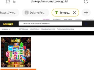 Diduga Diretas, Website DiskopUKM Sumut Tampilkan Situs Judi Online