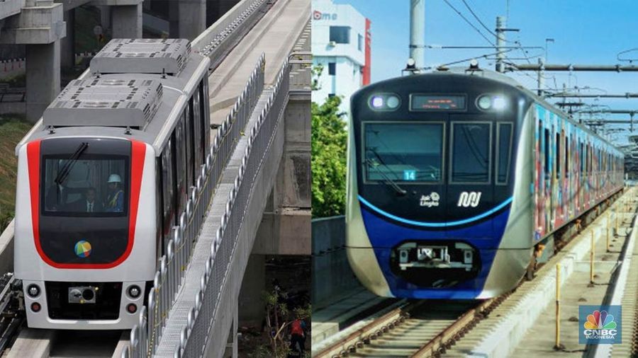 Kolase kolase Skytrain dan MRT Jakarta. (CNBC Indonesia)