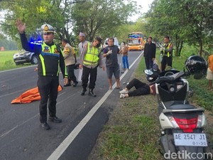 Bus Sugeng Rahayu Tabrak Kakek di Magetan Usai Terpental Motor