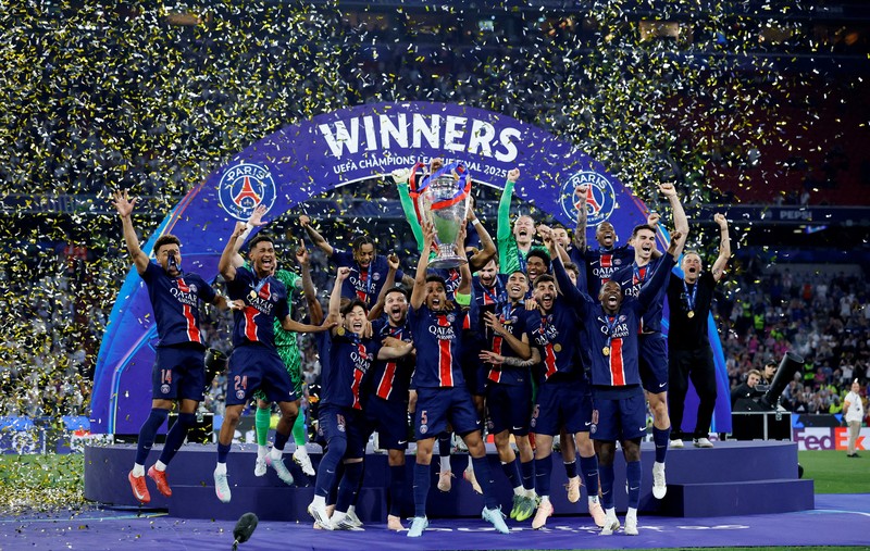 PSG menjuarai Liga Champions 2024/2025. PSG juara setelah menaklukkan Inter Milan dalam laga final yang berlangsung di Stadion Allianz Arena, Munchen, Minggu (1/6/2025) dini hari WIB. (REUTERS/Peter Cziborra) PSG menjuarai Liga Champions 2024/2025. PSG juara setelah menaklukkan Inter Milan dalam laga final yang berlangsung di Stadion Allianz Arena, Munchen, Minggu (1/6/2025) dini hari WIB. (REUTERS/Peter Cziborra)