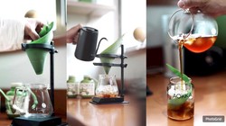 Uniknya Kopi yang Diseduh Pakai Dripper Daun Bambu