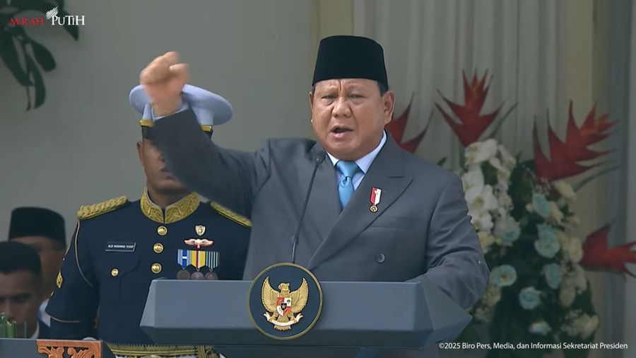 Presiden Prabowo Pimpin Upacara Peringatan Hari Lahir Pancasila, Gedung Pancasila, Jakarta, Senin (2/6/2025). (Tangkapan Layar Youtube Sekretariat Presiden)