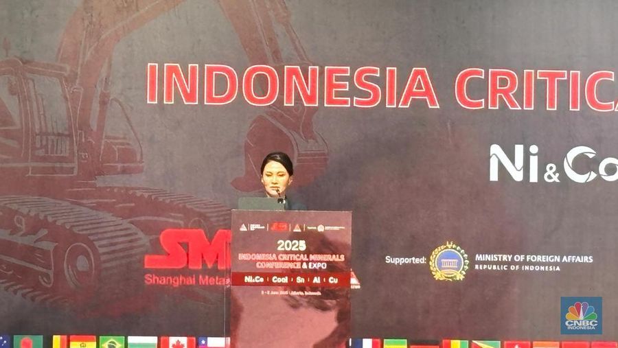 Gubernur Maluku Utara, Sherly Tjoanda dalam acara Indonesia Critical Mineral. (CNBC Indonesia/Firda Dwi Muliawati)