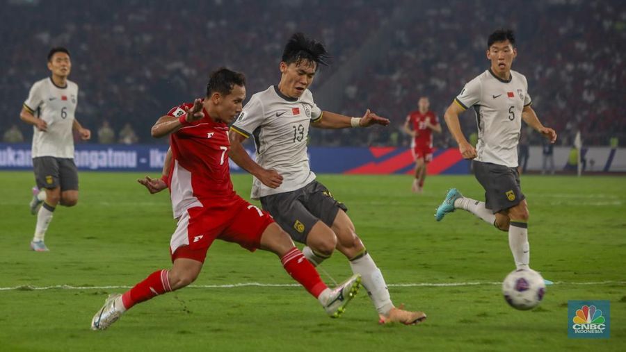Indonesia vs China Timnas Indonesia berhasil mengalahkan China dengan skor 1-0 Kualifikasi Piala Dunia 2026 Grup C Zona Asia di Stadion Utama Gelora Bung Karno (SUGBK), Senayan, Jakarta, Kamis (5/6/2025). (CNBC Indonesia/Faisal Rahman)