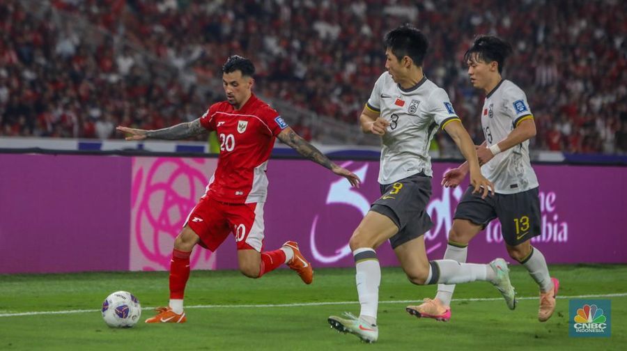 Indonesia vs China Timnas Indonesia berhasil mengalahkan China dengan skor 1-0 Kualifikasi Piala Dunia 2026 Grup C Zona Asia di Stadion Utama Gelora Bung Karno (SUGBK), Senayan, Jakarta, Kamis (5/6/2025). (CNBC Indonesia/Faisal Rahman)