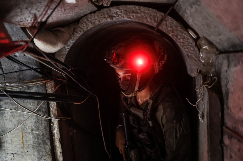 ISRAEL-PALESTINIANS/GAZA-EMBED Israeli soldiers walk out from a tunnel underneath the European Hospital in Khan Younis at the Gaza Strip, amid the ongoing ground operation of the Israeli army against Palestinian Islamist group Hamas, June 8, 2025. REUTERS/Ronen Zvulun EDITOR'S NOTE: REUTERS PHOTOGRAPHS WERE REVIEWED BY THE IDF AS PART OF THE CONDITIONS OF THE EMBED. NO PHOTOS WERE REMOVED.