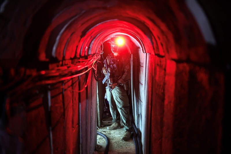 ISRAEL-PALESTINIANS/GAZA-EMBED Israeli soldiers walk out from a tunnel underneath the European Hospital in Khan Younis at the Gaza Strip, amid the ongoing ground operation of the Israeli army against Palestinian Islamist group Hamas, June 8, 2025. REUTERS/Ronen Zvulun EDITOR'S NOTE: REUTERS PHOTOGRAPHS WERE REVIEWED BY THE IDF AS PART OF THE CONDITIONS OF THE EMBED. NO PHOTOS WERE REMOVED.