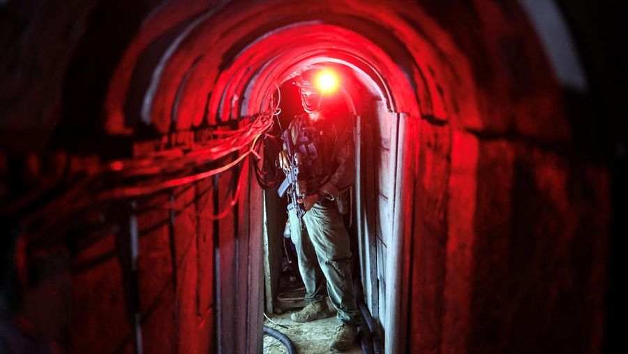 Israeli soldiers walk out from a tunnel underneath the European Hospital in Khan Younis at the Gaza Strip, amid the ongoing ground operation of the Israeli army against Palestinian Islamist group Hamas, June 8, 2025. REUTERS/Ronen Zvulun EDITOR'S NOTE: REUTERS PHOTOGRAPHS WERE REVIEWED BY THE IDF AS PART OF THE CONDITIONS OF THE EMBED. NO PHOTOS WERE REMOVED.