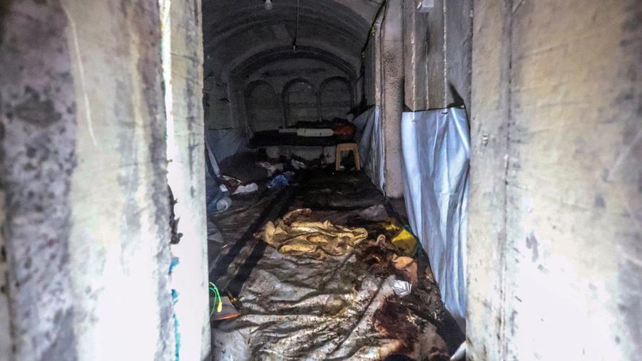 Israeli soldiers walk out from a tunnel underneath the European Hospital in Khan Younis at the Gaza Strip, amid the ongoing ground operation of the Israeli army against Palestinian Islamist group Hamas, June 8, 2025. REUTERS/Ronen Zvulun EDITOR'S NOTE: REUTERS PHOTOGRAPHS WERE REVIEWED BY THE IDF AS PART OF THE CONDITIONS OF THE EMBED. NO PHOTOS WERE REMOVED.