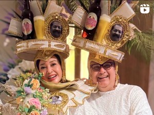 Gaya Kocak Maia Estianty-Irwan Mussry Pakai Kostum Carnaval di Brasil