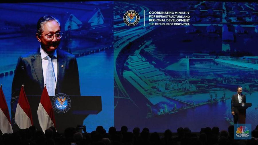 Menteri Pekerja Umum Dody Hanggodo di acara pembukaan International Conference on Infrastructure/ICI 2025, di JICC, Jakarta, Rabu (11/6/2025). (CNBC Indonesia/Muhammad Sabki)