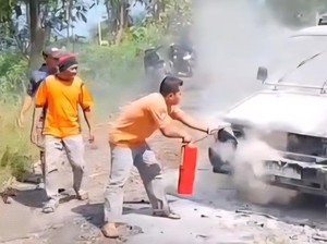 Pikap Terbakar di Saptosari Gunungkidul Usai Antar Material