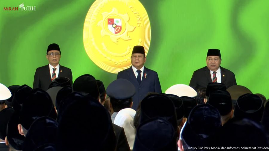Presiden RI, Prabowo Subianto di acara Pengukuhan Hakim Mahkamah Agung Republik Indonesia, Jakarta, 12 Juni 2025. (Tangkapan Layar Youtube)