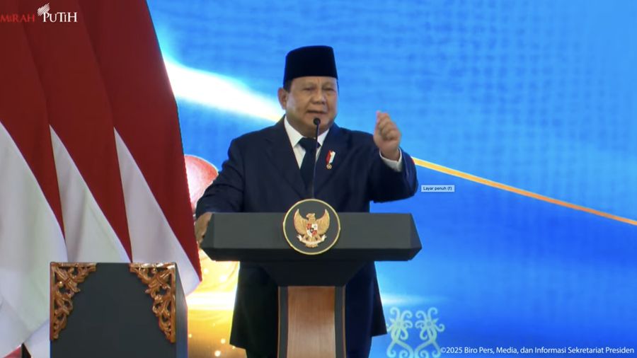 Presiden RI, Prabowo Subianto di acara Pengukuhan Hakim Mahkamah Agung Republik Indonesia, Jakarta, 12 Juni 2025. (Tangkapan Layar Youtube)