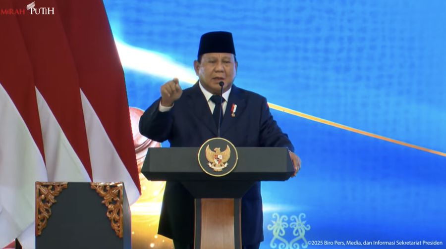 Presiden RI, Prabowo Subianto di acara Pengukuhan Hakim Mahkamah Agung Republik Indonesia, Jakarta, 12 Juni 2025. (Tangkapan Layar Youtube)