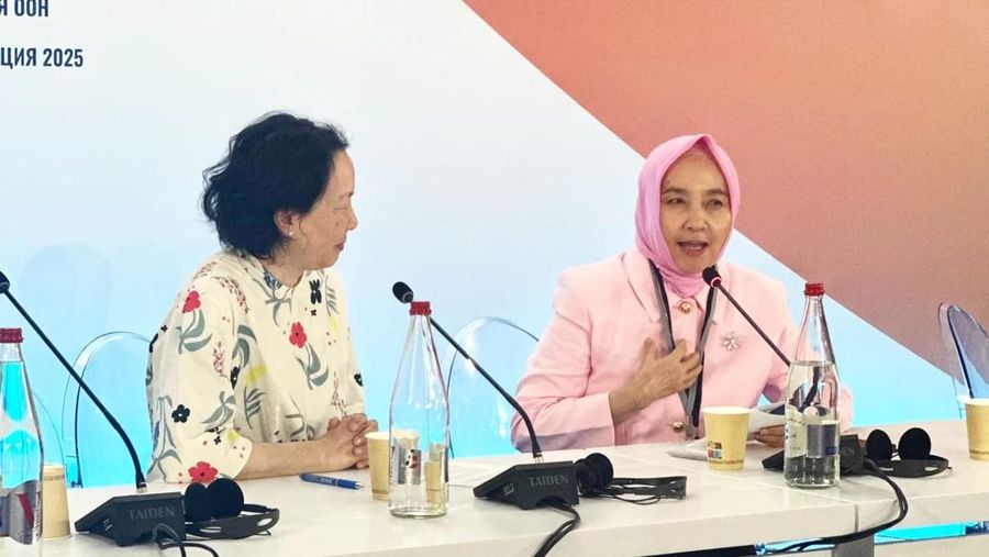 Kepala BMKG Dwikorita Karnawati dalam forum tingkat tinggi United Nations Ocean Conference (UNOC) yang digelar pada 9–10 Juni 2025 di Nice, Prancis. (Dok. BMKG)