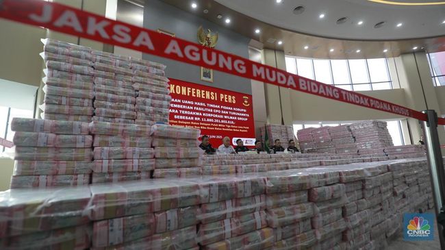 Penampakan Uang Rp 11,8 T Hasil Sitaan Kasus Ekspor CPO Wilmar