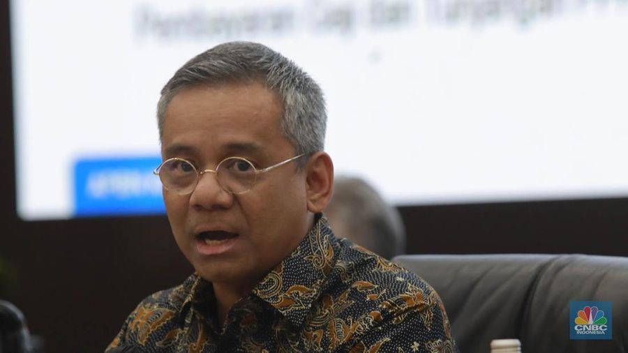 Wamenkeu Suahasil Nazara saat Konferensi Pers APBN KITA bulan Juni 2025 di Jakarta, Selasa (17/6/2025). (CNBC Indonesia/Muhammad Sabki)