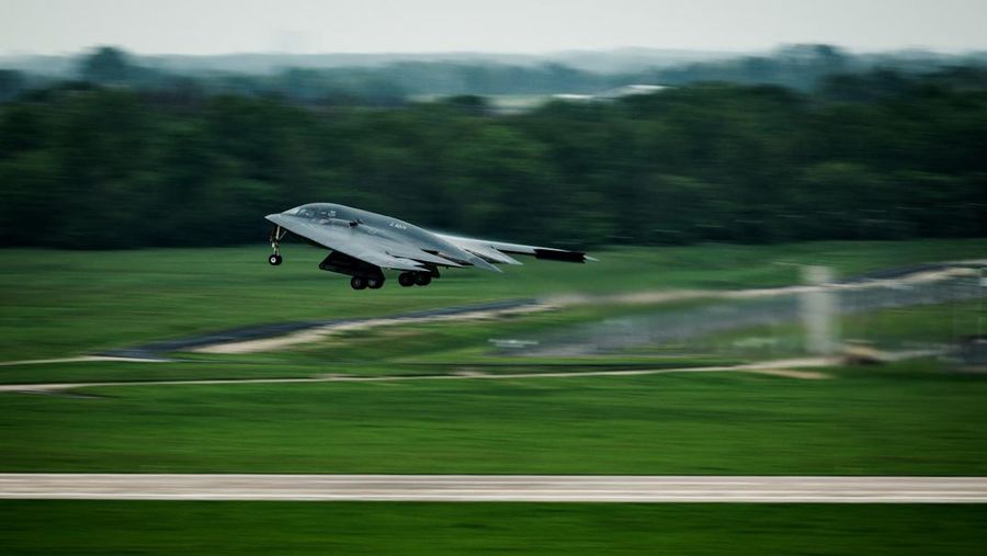 Profil Pesawat pengebom B-2 Amerika Serikat (AS). (U.S. Strategic Command) Profil Pesawat pengebom B-2 Amerika Serikat (AS). (U.S. Strategic Command)