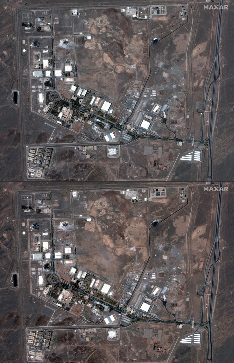 Gambar satelit yang diambil pada Minggu (22/6) menunjukkan dampak serangan udara Amerika Serikat terhadap situs nuklir Iran di Isfahan dan Natanz. (via REUTERS/MAXAR TECHNOLOGIES) Gambar satelit yang diambil pada Minggu (22/6) menunjukkan dampak serangan udara Amerika Serikat terhadap situs nuklir Iran di Isfahan dan Natanz. (via REUTERS/MAXAR TECHNOLOGIES)