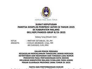 Panpel Laga Kabupaten Malang Vs Kota Kediri Disanksi Akibat Ulah Suporter