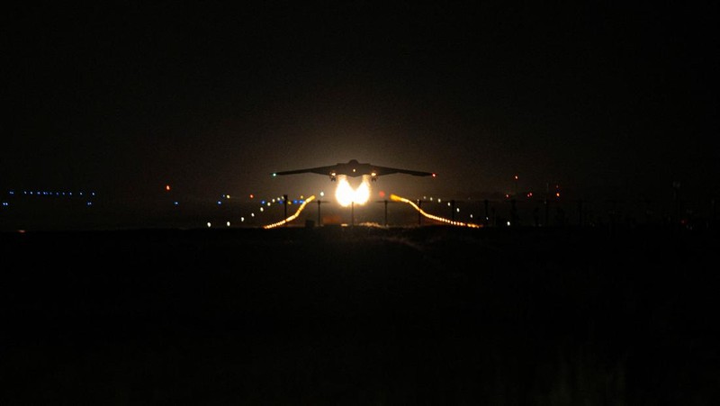 A U.S. Air Force B-2 Spirit stealth bomber is prepared for operations before Operation Midnight Hammer, the U.S. attack on Iran's nuclear facilities, at Whiteman Air Force Base, Missouri, U.S. June 2025, in a photograph taken using night vision optics.    U.S. Air Force/Handout via REUTERS  THIS IMAGE HAS BEEN SUPPLIED BY A THIRD PARTY     TPX IMAGES OF THE DAY