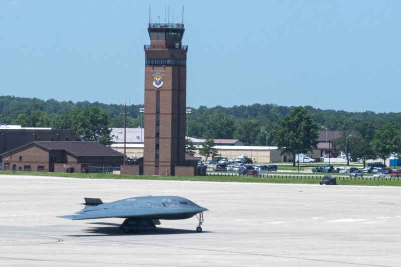 A U.S. Air Force B-2 Spirit stealth bomber is prepared for operations before Operation Midnight Hammer, the U.S. attack on Iran's nuclear facilities, at Whiteman Air Force Base, Missouri, U.S. June 2025, in a photograph taken using night vision optics.    U.S. Air Force/Handout via REUTERS  THIS IMAGE HAS BEEN SUPPLIED BY A THIRD PARTY     TPX IMAGES OF THE DAY