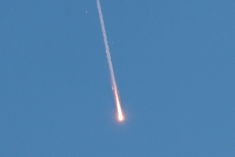 IRAN-NUCLEAR/ISRAEL A missile launched from Iran towards Israel is seen from Tubas, amid the Iran-Israel conflict, in the Israeli-occupied West Bank, June 24, 2025. REUTERS/Raneen Sawafta