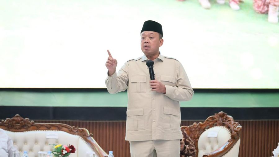 Menteri Agraria dan Tata Ruang/Kepala Badan Pertanahan Nasional (ATR/BPN), Nusron Wahid dalam Orientasi Kepemimpinan Kepala Daerah dan Wakil Kepala Daerah Tahun 2025 Gelombang II di Institut Pemerintahan Dalam Negeri (IPDN), Sumedang, Rabu (25/06/2025). (Dok. Kementerian ATR/ BPN)