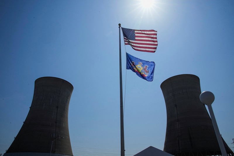 USA-POWER/THREE MILE ISLAND Bekas pembangkit listrik tenaga nuklir Three Mile Island di Londonderry Township, Pennsylvania, AS, 25 Juni 2025. REUTERS/Eduardo Munoz