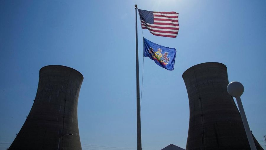USA-POWER/THREE MILE ISLAND Bekas pembangkit listrik tenaga nuklir Three Mile Island di Londonderry Township, Pennsylvania, AS, 25 Juni 2025. REUTERS/Eduardo Munoz