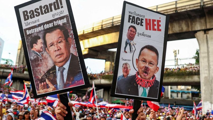 Unjuk rasa antipemerintah terhadap PM Thailand Shinawatra di Bangkok, Thailand, Sabtu (29/6/2025). (REUTERS/Chalinee Thirasupa)