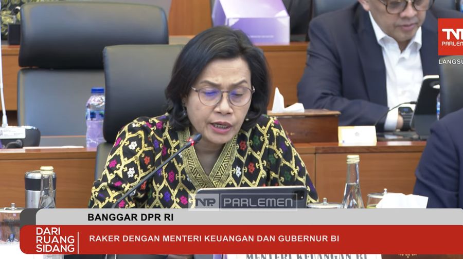 Sri Mulyani saat rapat di Dpr ri. (Tangkapan layar TV Parlemen)